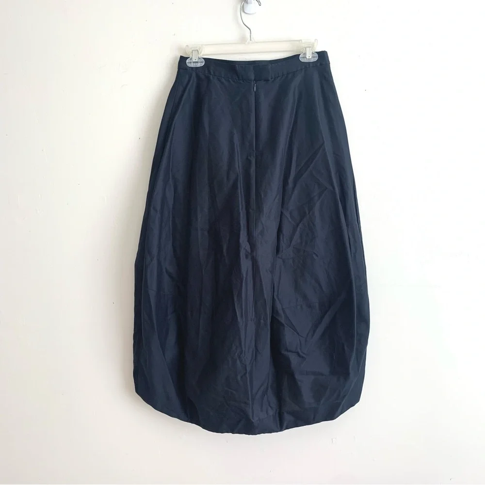 COS Curved Hem High Low Rounded Hem Silk Cotton Midi Skirt - Picture 5 of 7
